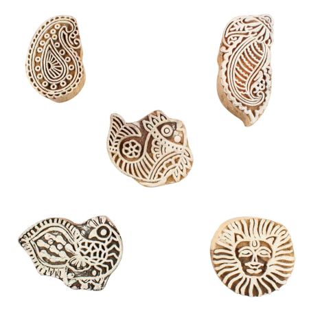 Set of 5 Piece New Mix Wooden Printing Blocks